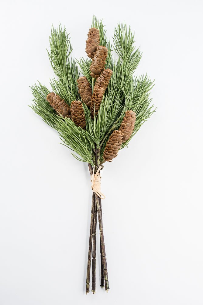 Artificial, Green Needle Pine Bundle With Cones - 20" - Greenery Market2825281GR