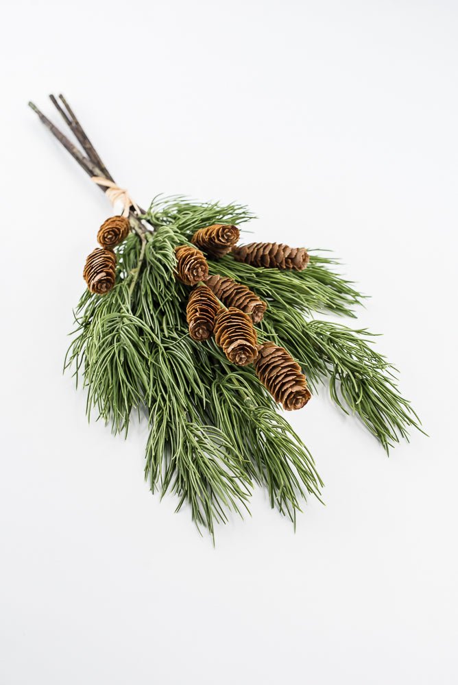Artificial, Green Needle Pine Bundle With Cones - 20" - Greenery Market2825281GR