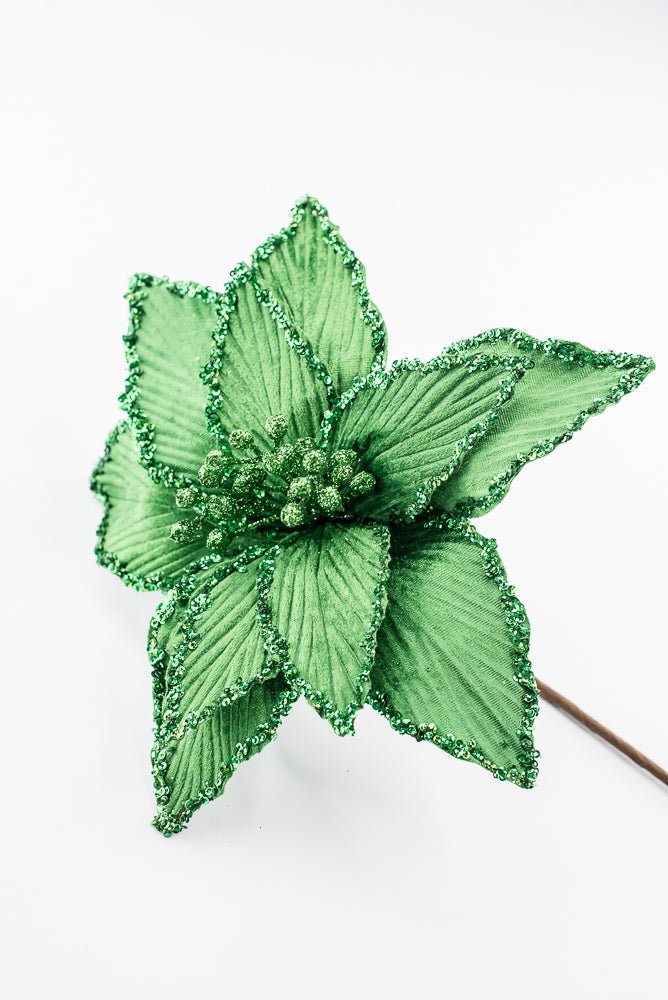 Artificial Green Poinsettia Stem - 15" - Greenery Market86879GN