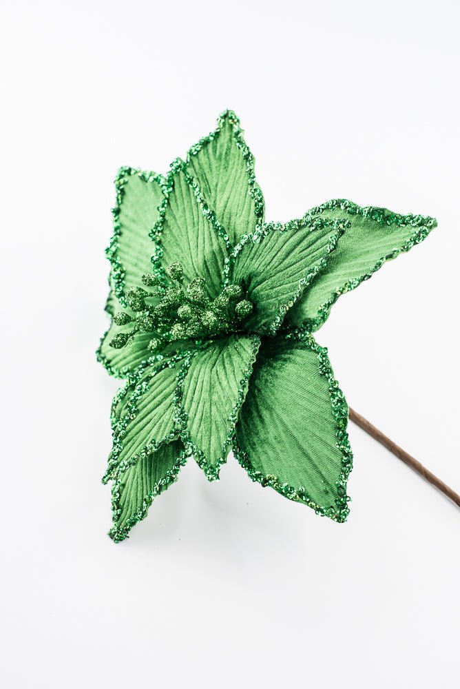 Artificial Green Poinsettia Stem - 15" - Greenery Market86879GN