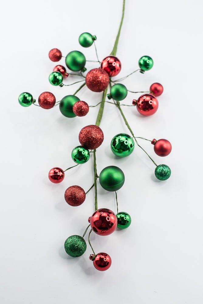 Artificial Green & Red Glitter Mixed Ball Spray - 30" - Greenery MarketArtificial Flora40339-GNRD