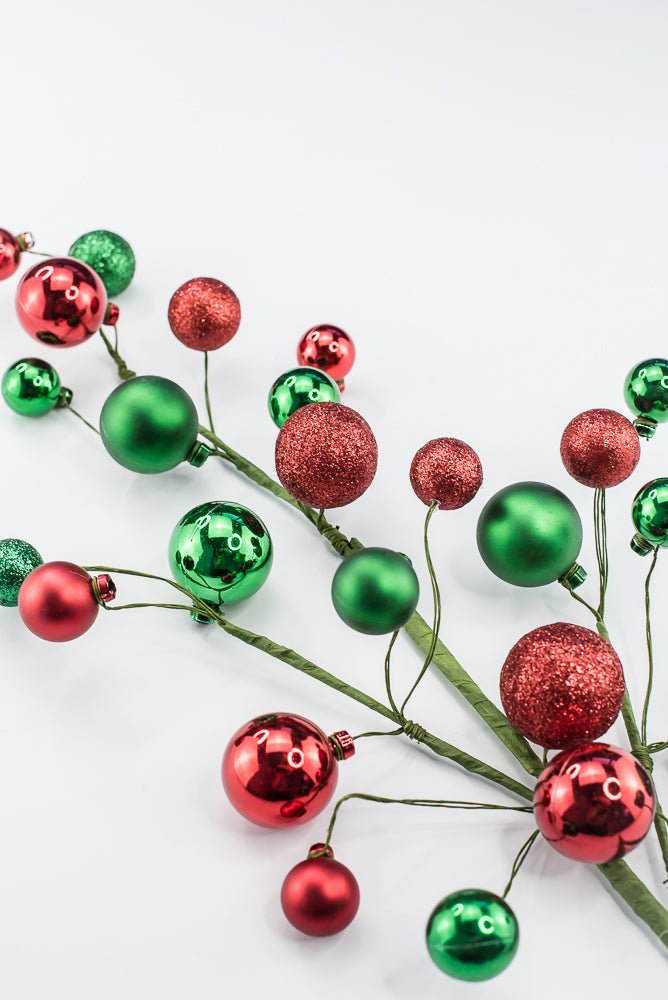 Artificial Green & Red Glitter Mixed Ball Spray - 30" - Greenery MarketArtificial Flora40339-GNRD