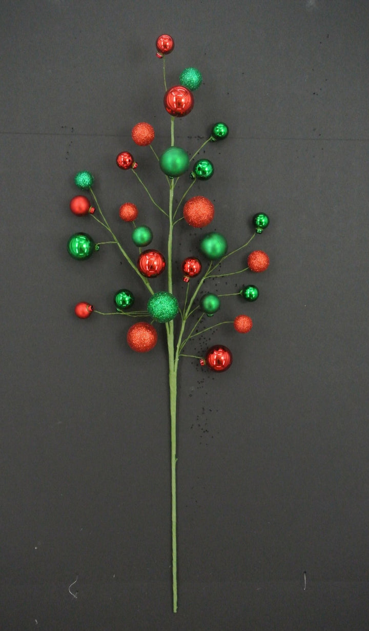 Artificial Green & Red Glitter Mixed Ball Spray - 30" - Greenery MarketArtificial Flora40339-GNRD