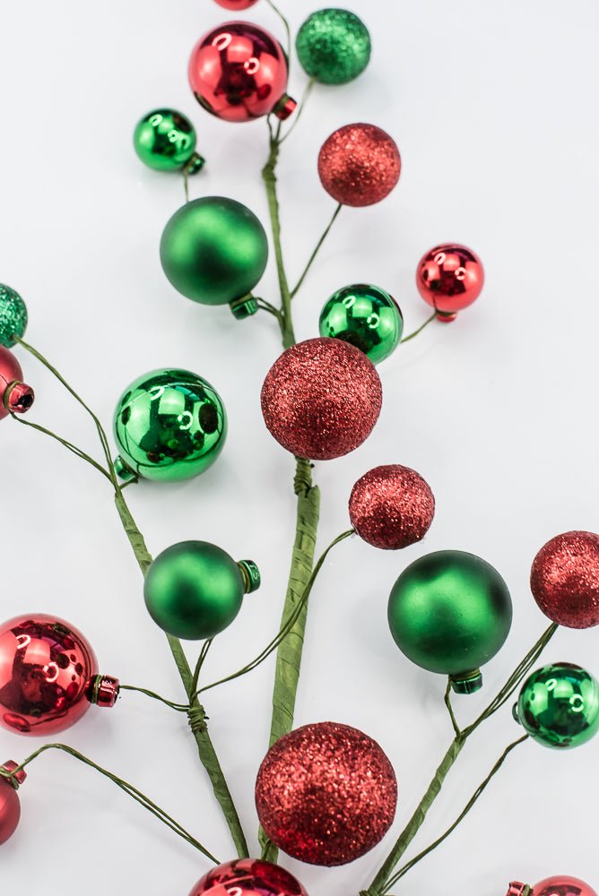Artificial Green & Red Glitter Mixed Ball Spray - 30" - Greenery MarketArtificial Flora40339-GNRD