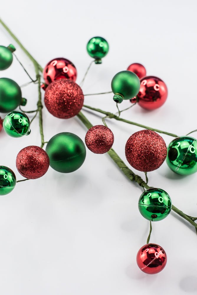 Artificial Green & Red Glitter Mixed Ball Spray - 30" - Greenery MarketArtificial Flora40339-GNRD