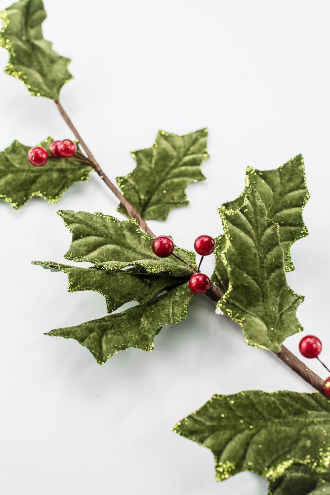 Artificial Green & Red Holly Berry Spray - 31.5" - Greenery MarketArtificial Flowers251852