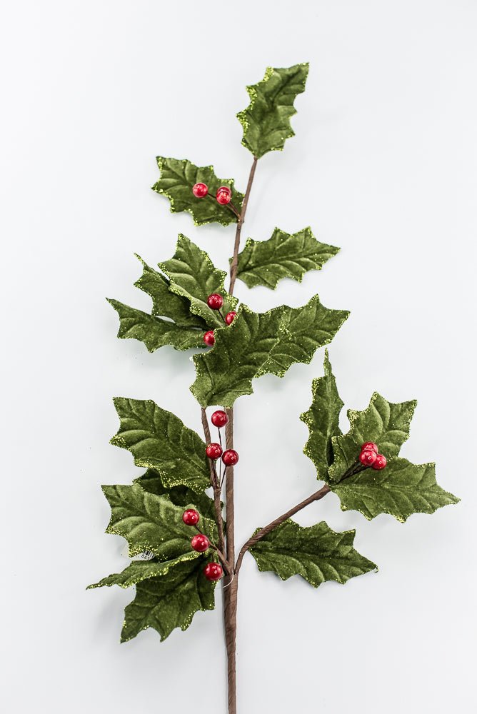 Artificial Green & Red Holly Berry Spray - 31.5" - Greenery MarketArtificial Flowers251852
