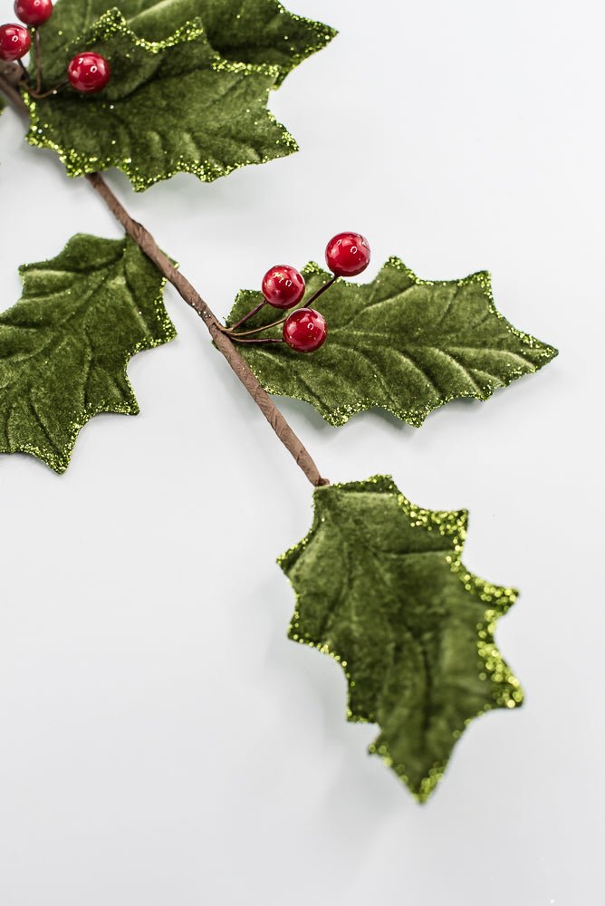 Artificial Green & Red Holly Berry Spray - 31.5" - Greenery MarketArtificial Flowers251852