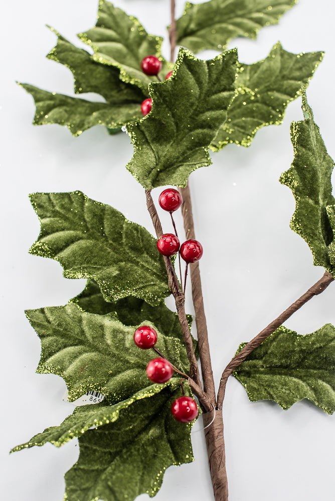 Artificial Green & Red Holly Berry Spray - 31.5" - Greenery MarketArtificial Flowers251852