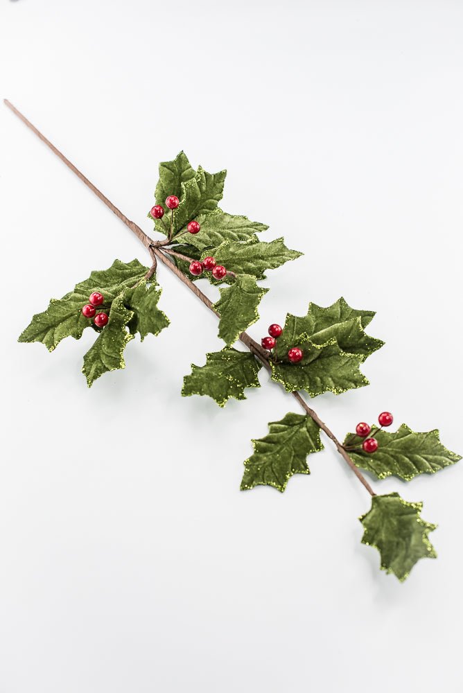 Artificial Green & Red Holly Berry Spray - 31.5" - Greenery MarketArtificial Flowers251852