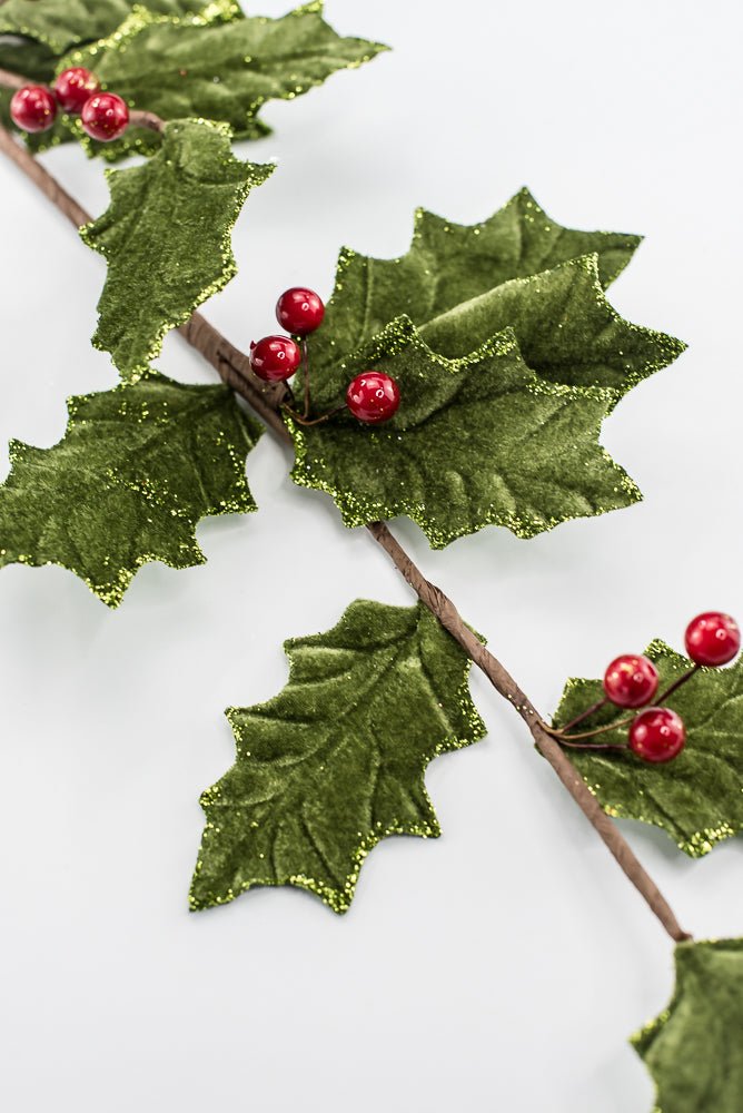 Artificial Green & Red Holly Berry Spray - 31.5" - Greenery MarketArtificial Flowers251852