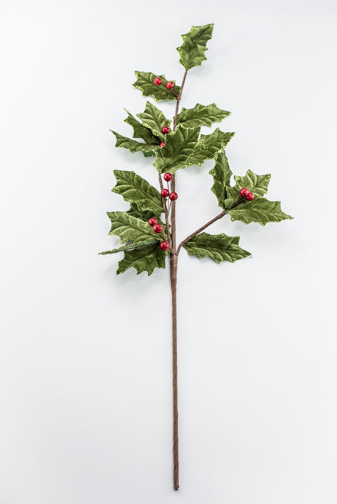 Artificial Green & Red Holly Berry Spray - 31.5" - Greenery MarketArtificial Flowers251852