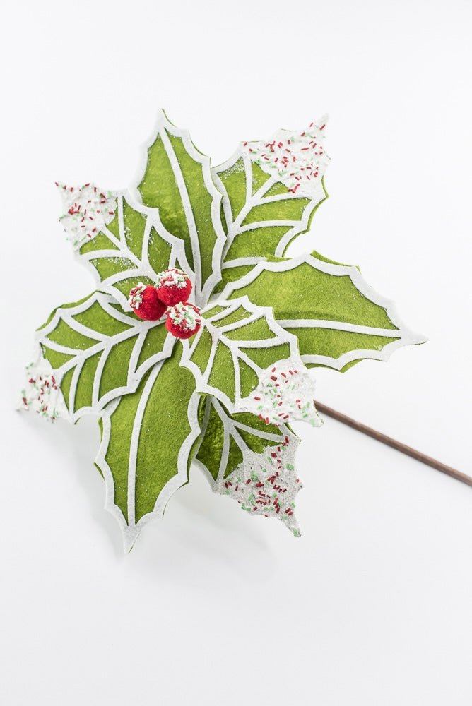 Artificial Green, Red & White Poinsettia Stem - 22" - Greenery MarketArtificial Flowers251521