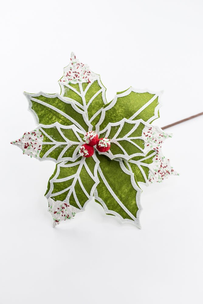 Artificial Green, Red & White Poinsettia Stem - 22" - Greenery MarketArtificial Flowers251521