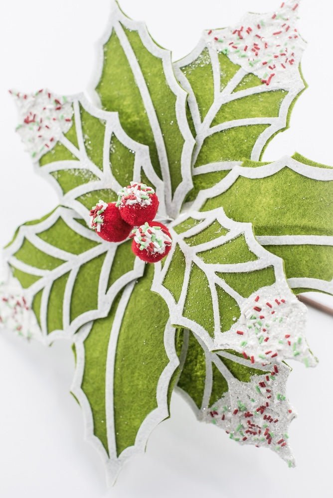 Artificial Green, Red & White Poinsettia Stem - 22" - Greenery MarketArtificial Flowers251521