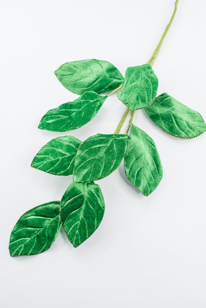 Artificial Green Velvet Magnolia Leaves Spray - 30" - Greenery Market86787GN