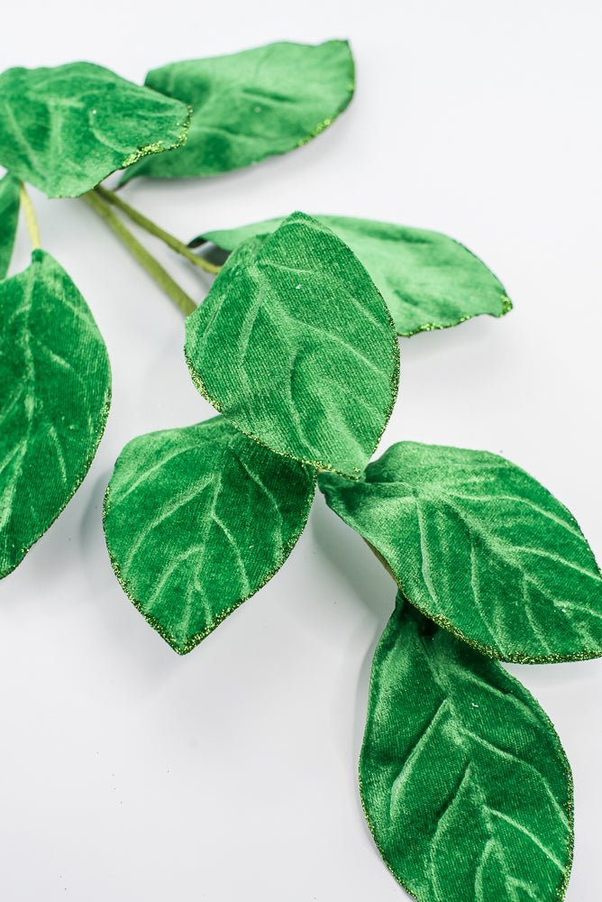 Artificial Green Velvet Magnolia Leaves Spray - 30" - Greenery Market86787GN