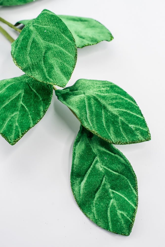 Artificial Green Velvet Magnolia Leaves Spray - 30" - Greenery Market86787GN