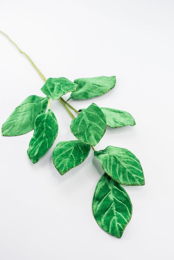 Artificial Green Velvet Magnolia Leaves Spray - 30" - Greenery Market86787GN