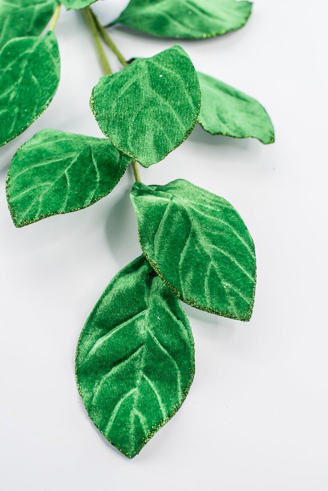 Artificial Green Velvet Magnolia Leaves Spray - 30" - Greenery Market86787GN