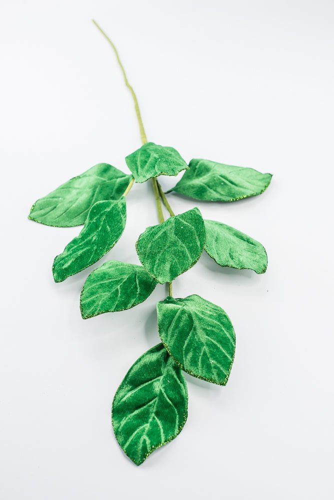 Artificial Green Velvet Magnolia Leaves Spray - 30" - Greenery Market86787GN