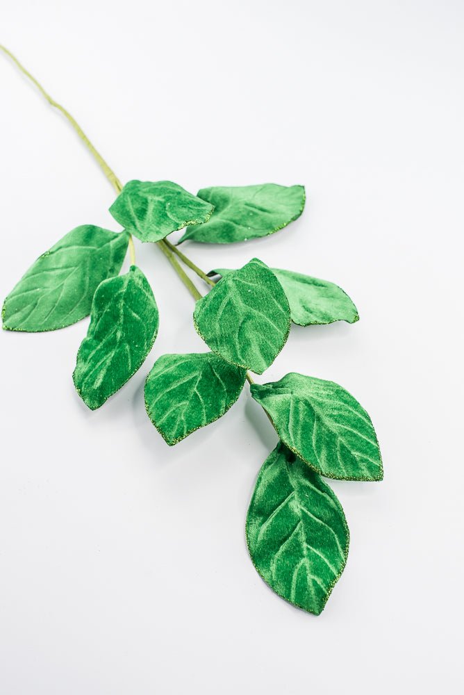 Artificial Green Velvet Magnolia Leaves Spray - 30" - Greenery Market86787GN