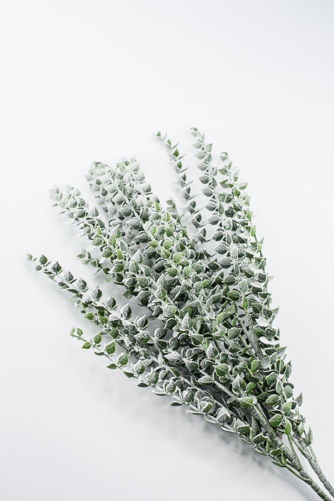 Artificial Green & White Snow Eucalyptus Bush - 26" - Greenery MarketArtificial FloraX2322-GW