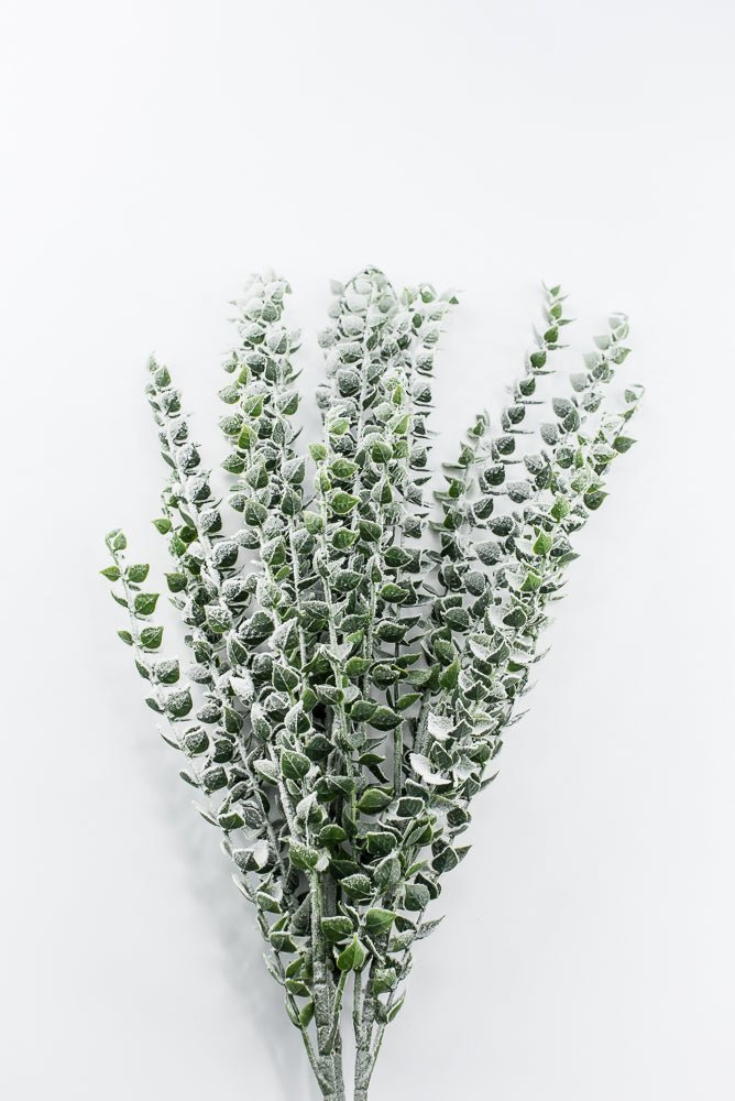 Artificial Green & White Snow Eucalyptus Bush - 26" - Greenery MarketArtificial FloraX2322-GW