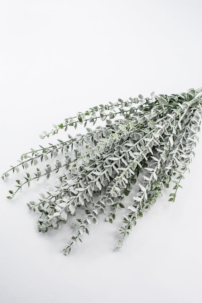 Artificial Green & White Snow Eucalyptus Bush - 26" - Greenery MarketArtificial FloraX2322-GW