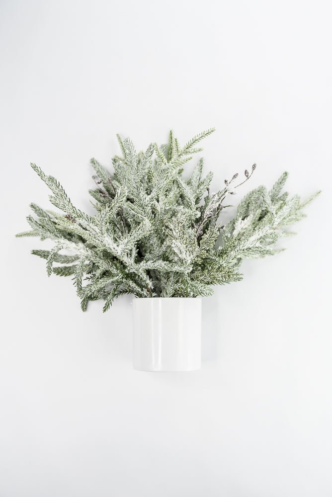 Artificial Green & White Snowy Pine Container - 15" - Greenery MarketArtificial FloraXP2821-GW