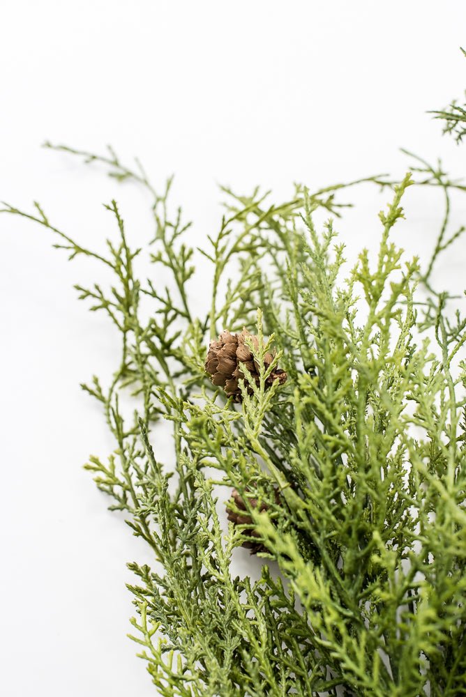 Artificial, Green, Wispy Cedar Bush With Tiny Cone - Greenery MarketX2203-G
