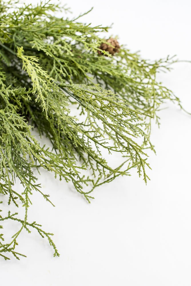 Artificial, Green, Wispy Cedar Bush With Tiny Cone - Greenery MarketX2203-G