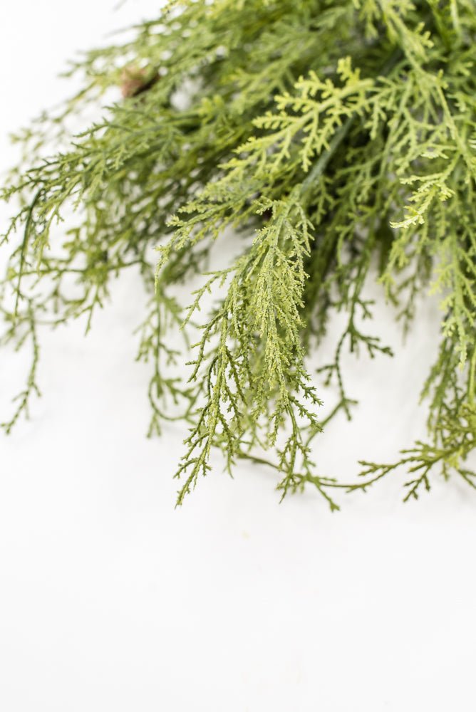 Artificial, Green, Wispy Cedar Bush With Tiny Cone - Greenery MarketX2203-G