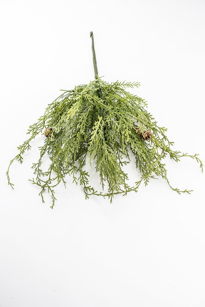Artificial, Green, Wispy Cedar Bush With Tiny Cone - Greenery MarketX2203-G