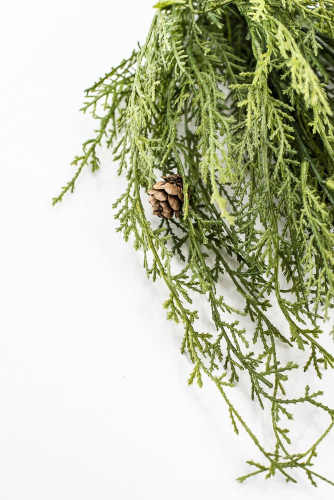 Artificial, Green, Wispy Cedar Bush With Tiny Cone - Greenery MarketX2203-G