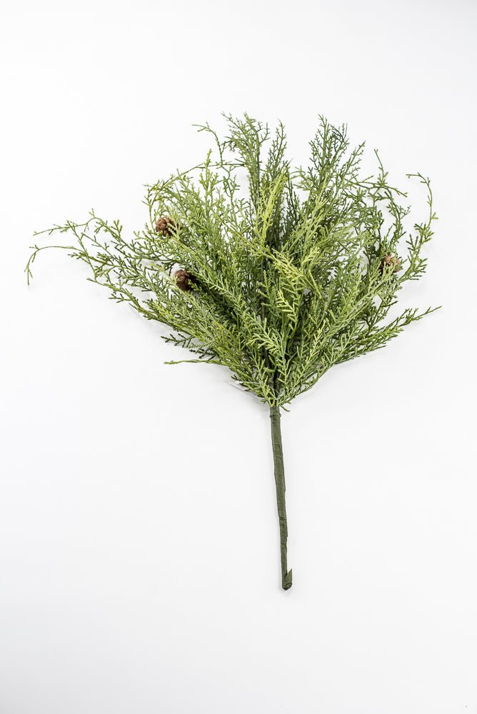Artificial, Green, Wispy Cedar Bush With Tiny Cone - Greenery MarketX2203-G