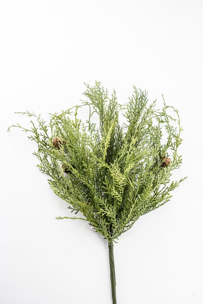 Artificial, Green, Wispy Cedar Bush With Tiny Cone - Greenery MarketX2203-G