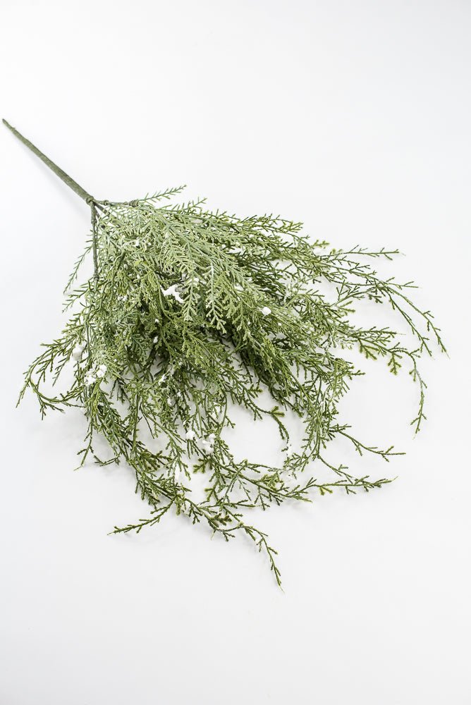 Artificial, Green, Wispy Cedar Pine Bush With Snow - Greenery MarketX2194-GW