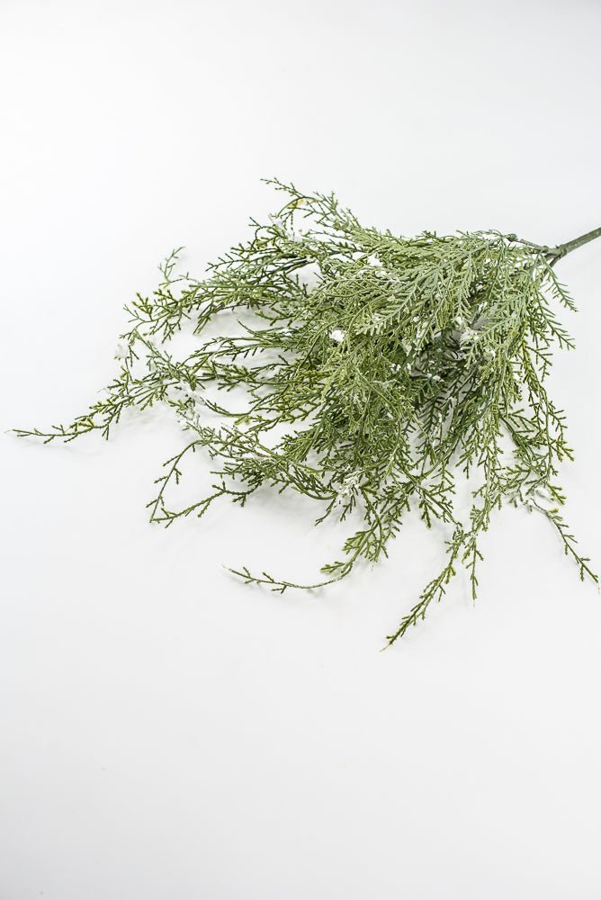 Artificial, Green, Wispy Cedar Pine Bush With Snow - Greenery MarketX2194-GW