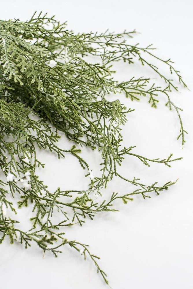 Artificial, Green, Wispy Cedar Pine Bush With Snow - Greenery MarketX2194-GW