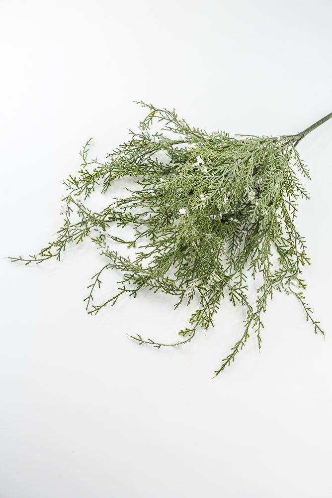 Artificial, Green, Wispy Cedar Pine Bush With Snow - Greenery MarketX2194-GW