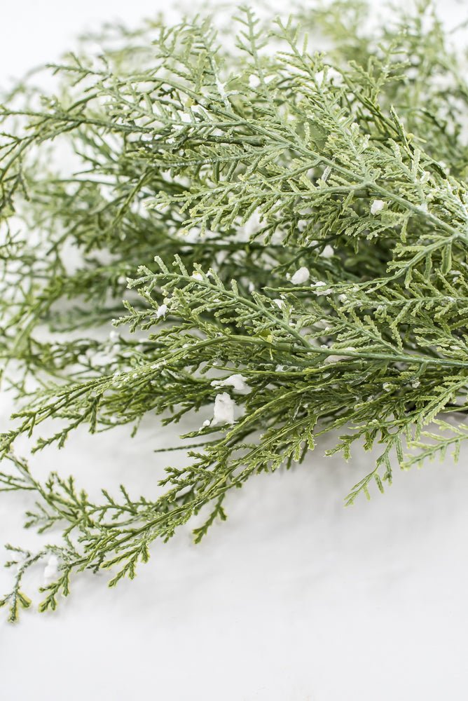 Artificial, Green, Wispy Cedar Pine Bush With Snow - Greenery MarketX2194-GW