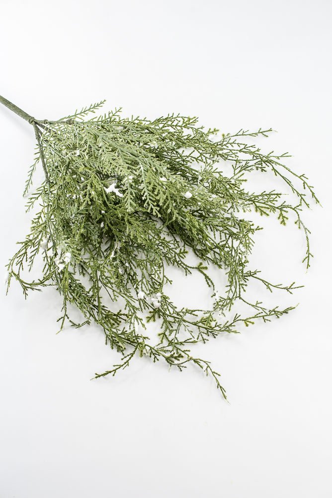 Artificial, Green, Wispy Cedar Pine Bush With Snow - Greenery MarketX2194-GW