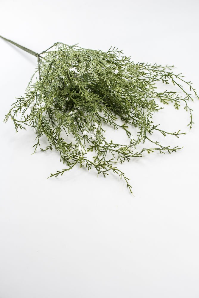 Artificial, Green, Wispy Cedar Pine Bush With Snow - Greenery MarketX2194-GW