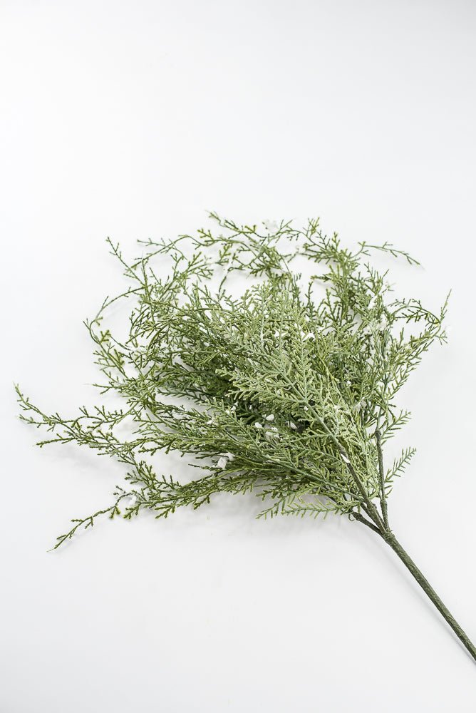 Artificial, Green, Wispy Cedar Pine Bush With Snow - Greenery MarketX2194-GW