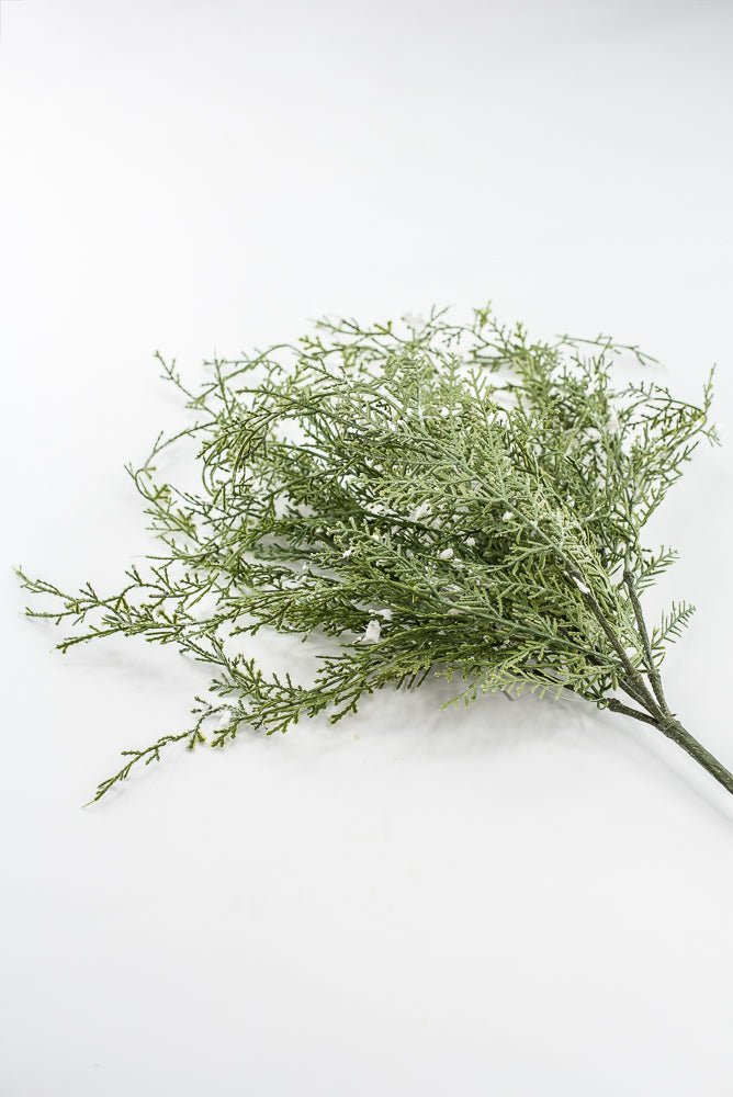 Artificial, Green, Wispy Cedar Pine Bush With Snow - Greenery MarketX2194-GW