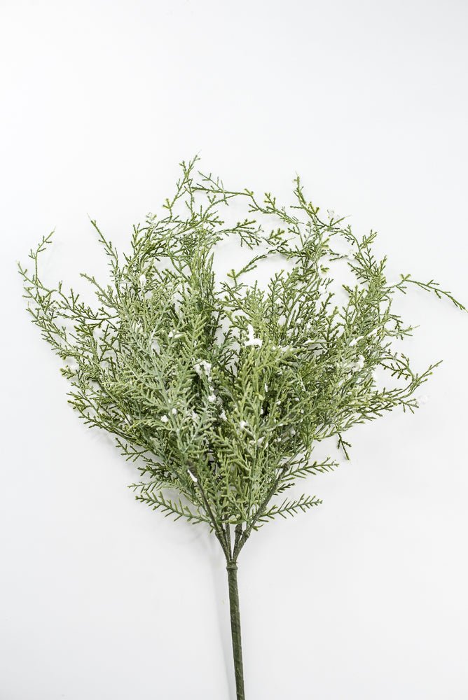 Artificial, Green, Wispy Cedar Pine Bush With Snow - Greenery MarketX2194-GW