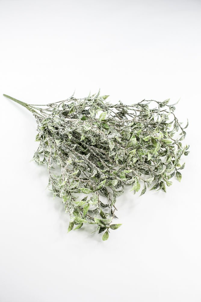 Artificial Iced Greenery Mini Leaf Bush - Greenery Market