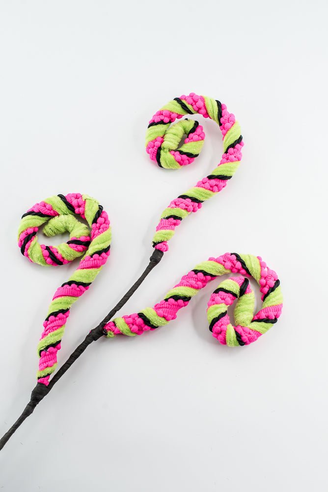 Artificial Hot Pink Stripe Spiral Curly Spray - 28" - Greenery MarketArtificial Flora57401HTPK
