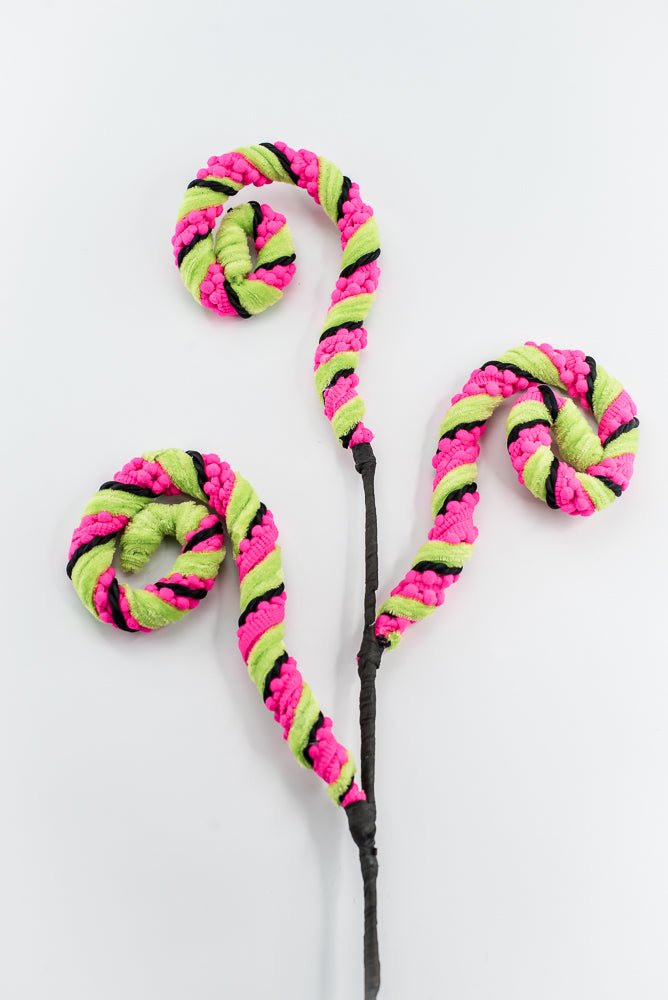 Artificial Hot Pink Stripe Spiral Curly Spray - 28" - Greenery MarketArtificial Flora57401HTPK